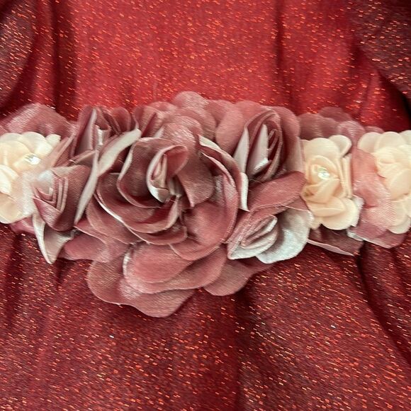 Pink Girls Couture Burgundy Glitter floral embellished Holiday Party Dress NWT 3 - Picture 8 of 15